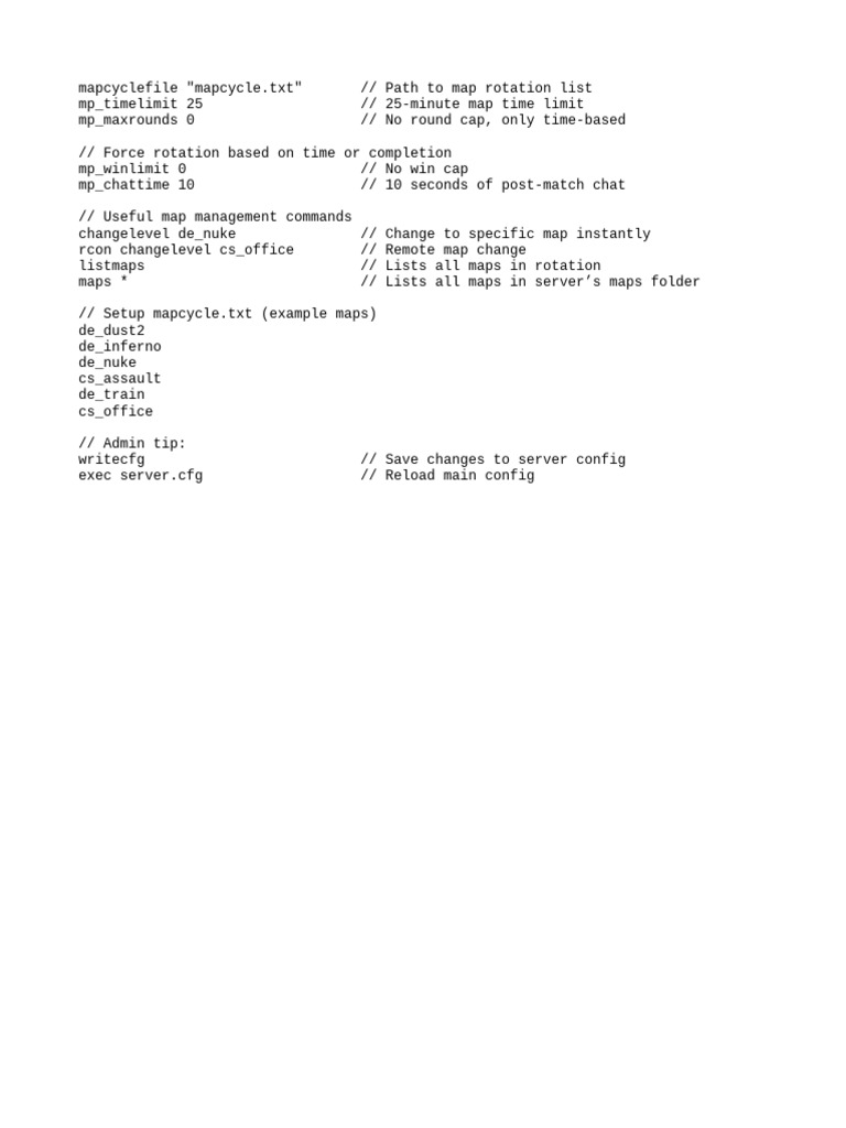 CS 1.6 Map Rotation Commands Guide | PDF