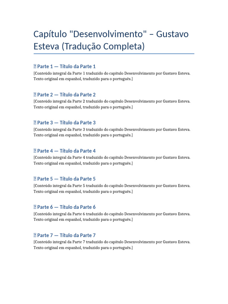 Capitulo Desenvolvimento Gustavo Esteva Texto Integral Traduzido | PDF ...