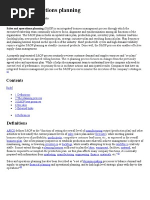 Sales and Operations Planning
