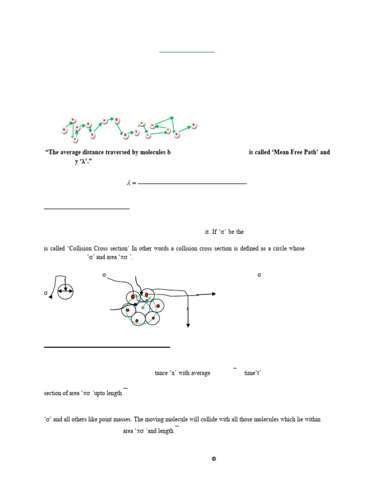 Mean Free Path in Gases Explained | PDF | Gases | Cross Section (Physics)