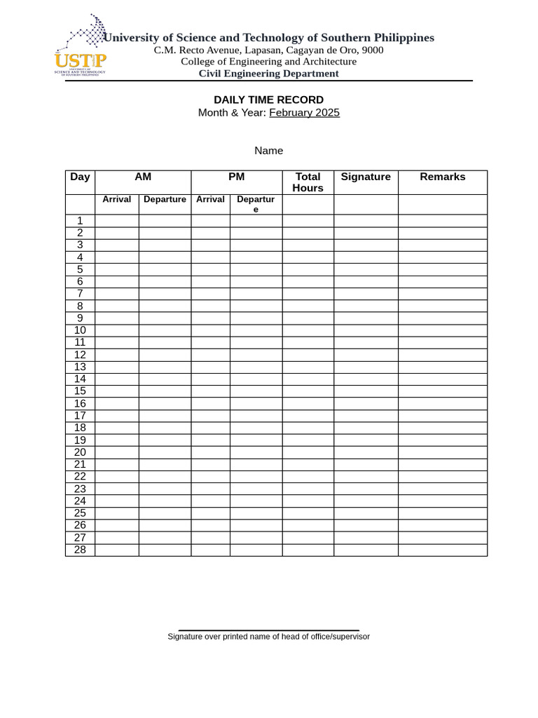 Civil Engineering Daily Time Record | PDF