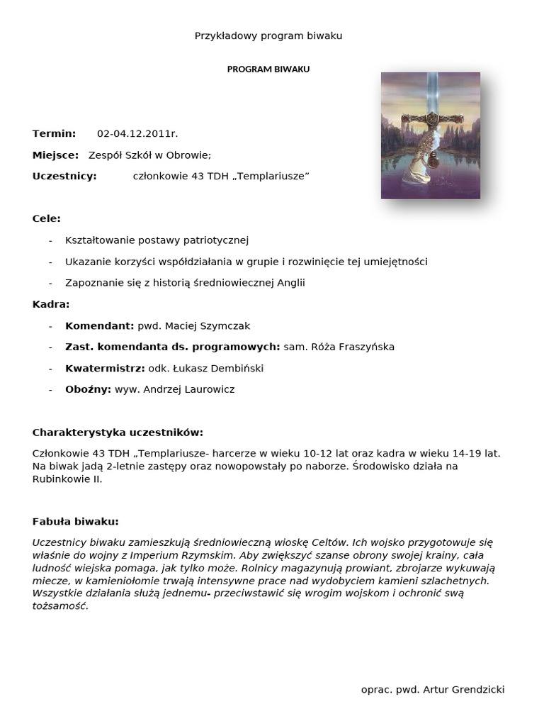 Przykladowy Program Biwaku | PDF