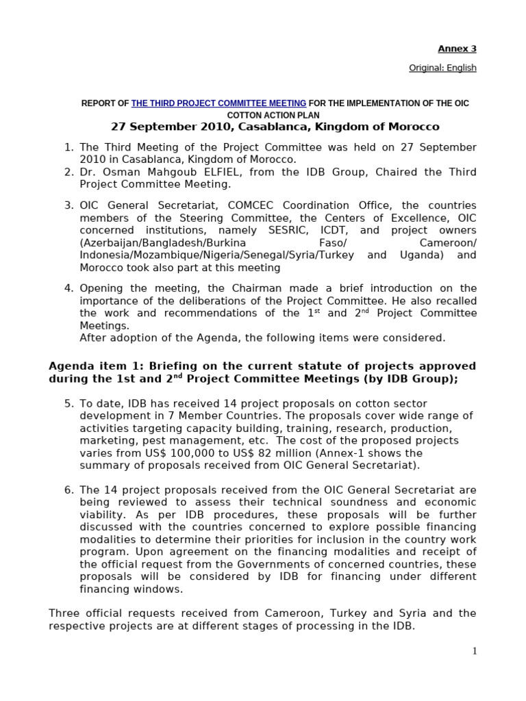 3rd Project Committee Report Final | PDF | Cotton | Organisation Of ...