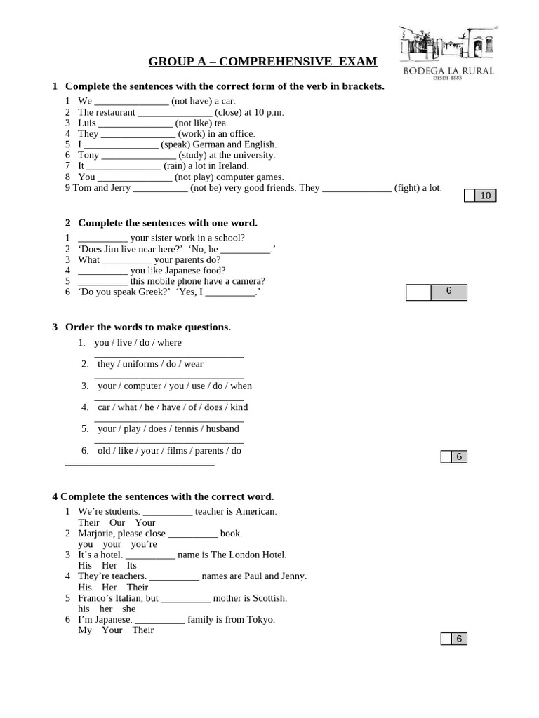 Exam Practice: Verb Forms & Questions | PDF | Linguistics