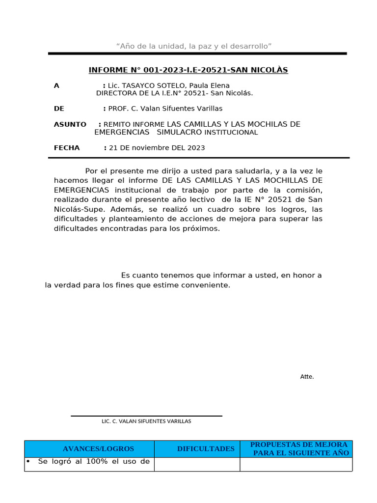 Mochilas de Emergencia en Simulacros 2023 | PDF