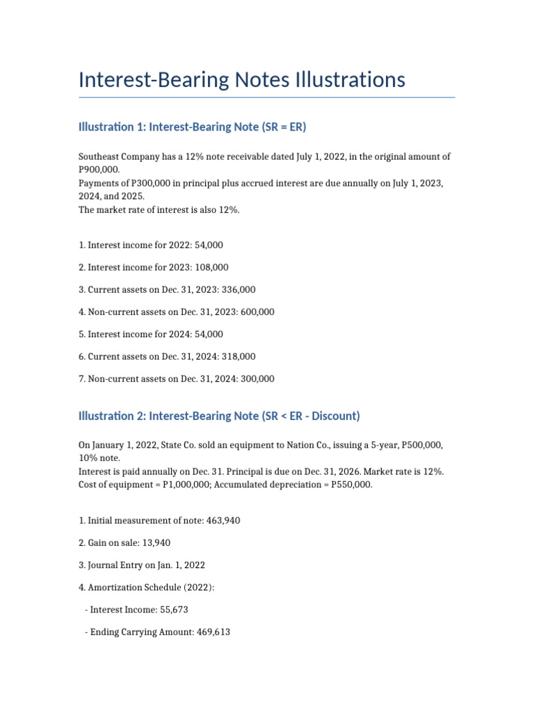 Interest Bearing Notes Illustrations | PDF