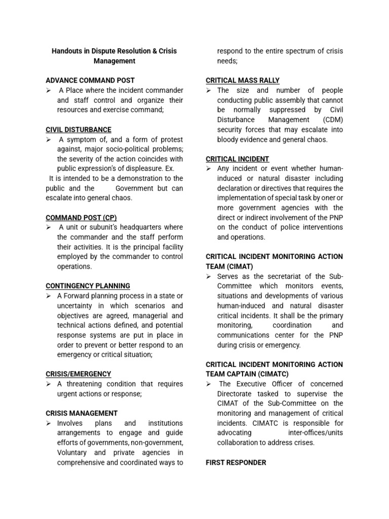Dispute Resolution & Crisis Management Guide | PDF | Volcano | Tropical ...