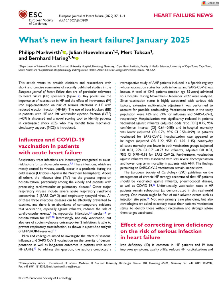 Heart Failure Updates: Vaccination & Treatment | PDF | Heart Failure ...