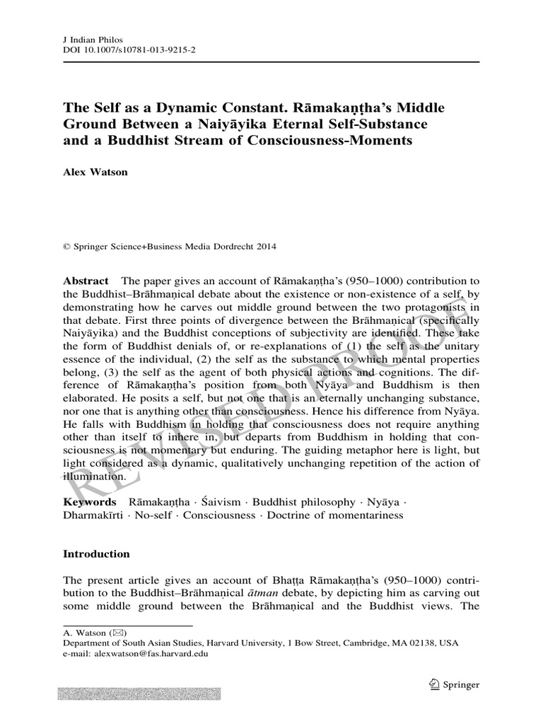 The Self As A Dynamic Constant Ramakah | PDF | Substance Theory | Existence