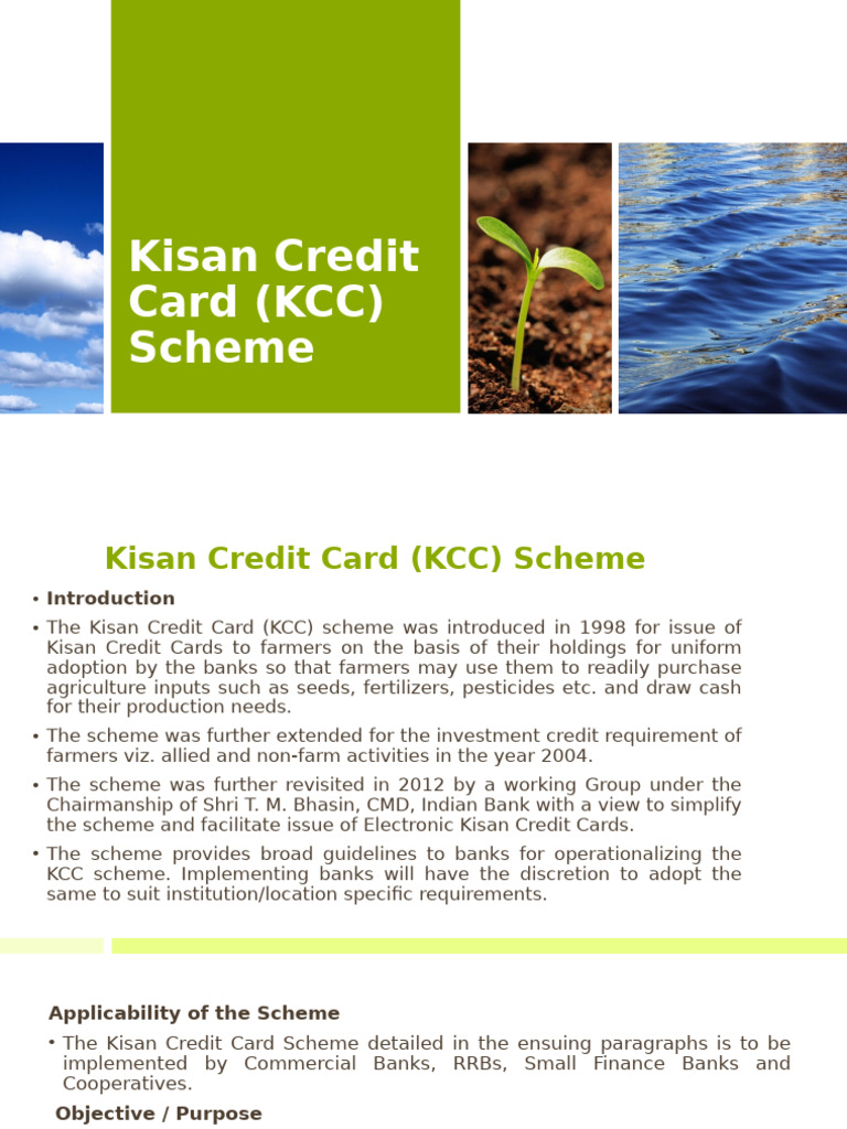 Kisan Credit Card Scheme Overview | PDF | Loans | Banks
