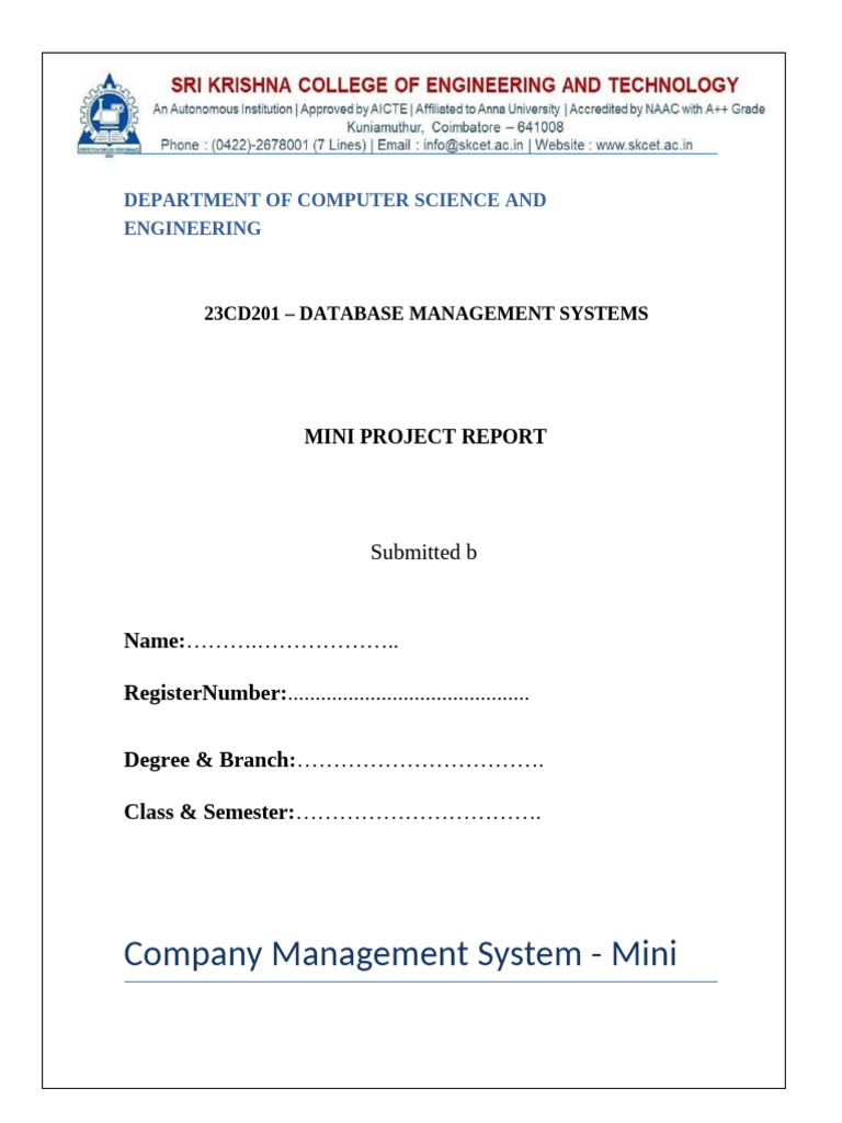 Company Management System Project | PDF | Databases | Information ...