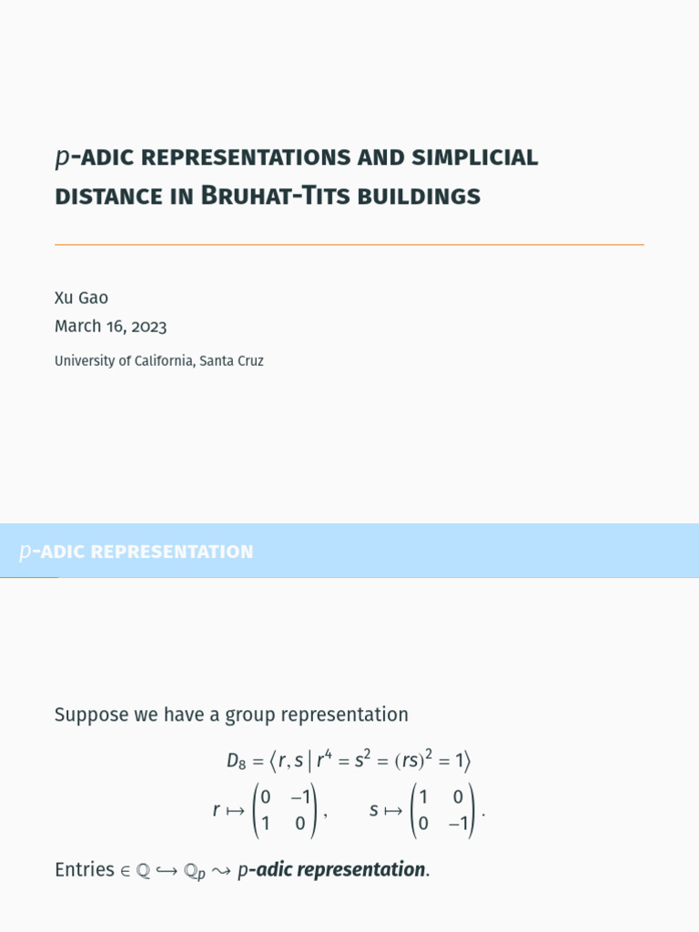 p-adic Representations in Buildings | PDF | Geometry | Mathematical Objects
