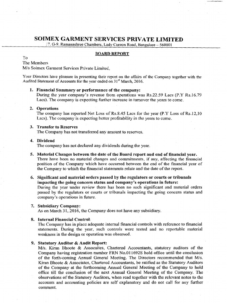 Directors Report As Per Section 134 (3) - 20052017 | PDF