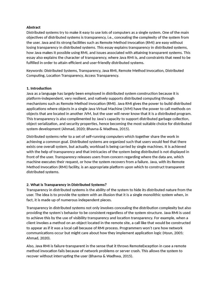 Java RMI and Transparency in Distributed Systems | PDF | Java ...