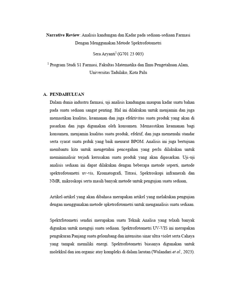 Narrative Review - Uji Analisi Kadara Dengan Metode Spektrofotometri ...