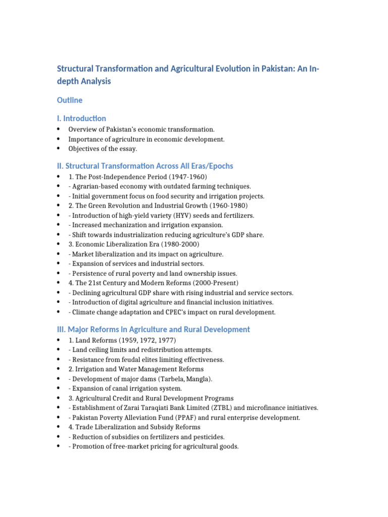 Agricultural Evolution in Pakistan's Economy | PDF | Agriculture ...