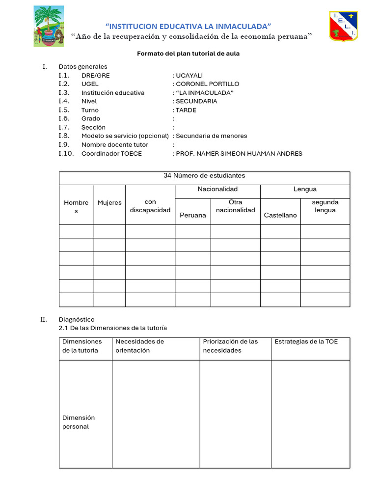 Plan Tutorial de Aula 2025 | PDF | Aprendizaje