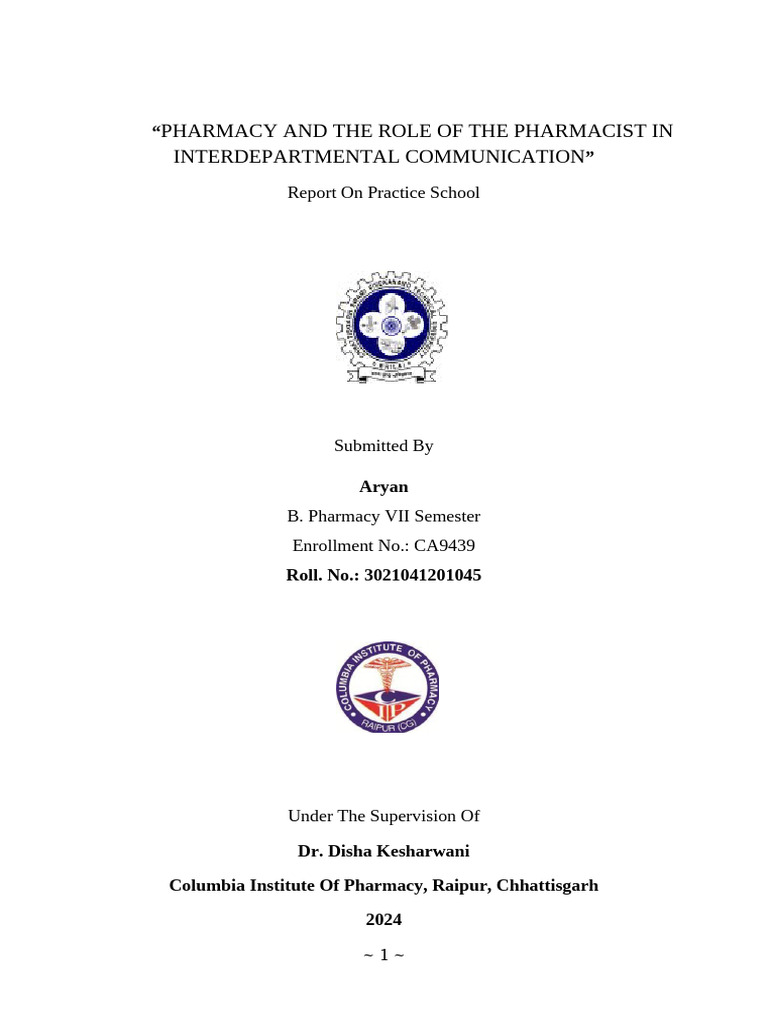 PHARMACY AND THE ROLE OF THE PHARMACIST IN INTERDEPARTMENTAL ...