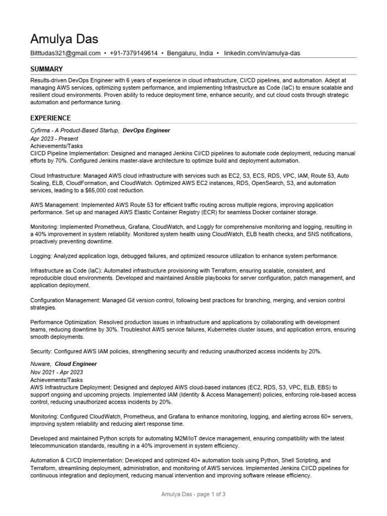 DevOps Engineer: Cloud Automation Expertise | PDF | Cloud Computing ...