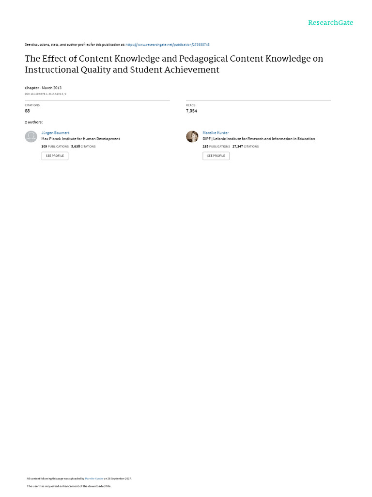 Impact of Knowledge on Teaching Quality | PDF