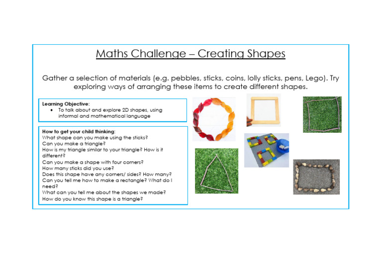 Maths Challenge: Creating Shapes | PDF