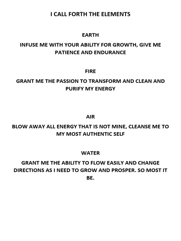 Elemental Invocation for Personal Growth | PDF