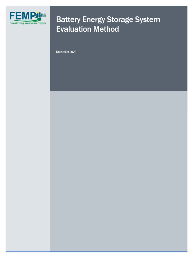 Battery Energy Storage Evaluation Method | PDF | Photovoltaic System ...