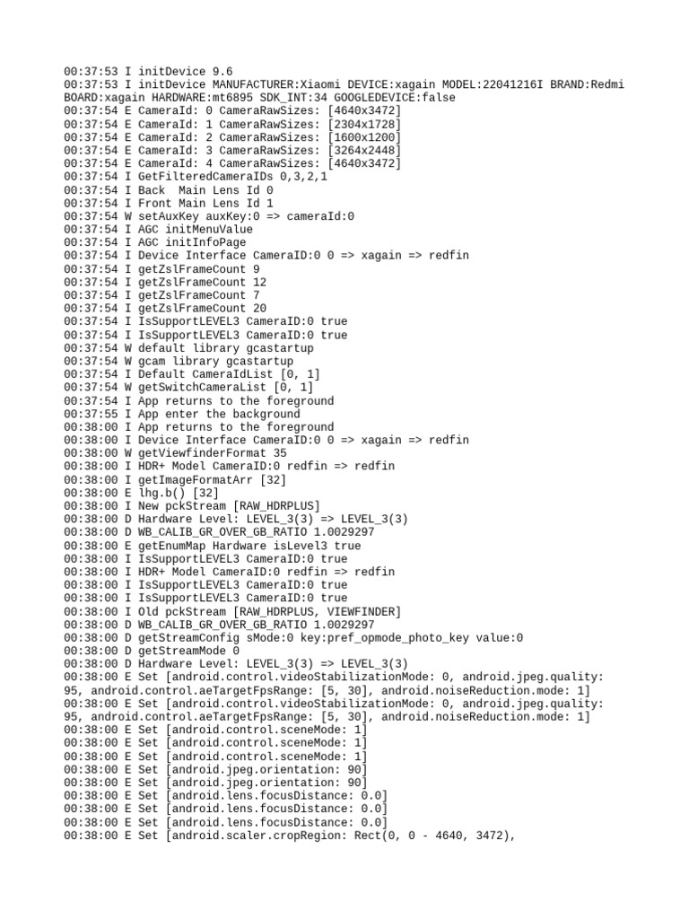 Xiaomi Redmi Camera Initialization Logs | PDF | Mobile Phones | Smartphone