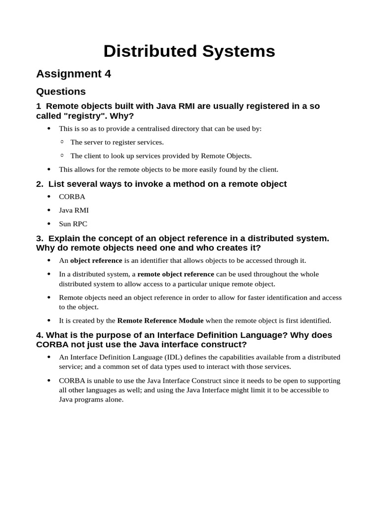Distributed Systems - Assignment 4 | PDF | Object (Computer Science ...