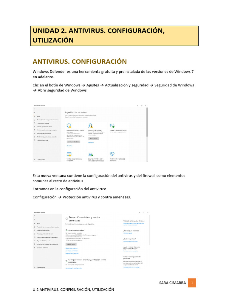 Configuración y Uso de Antivirus en Windows | PDF | Software antivirus ...
