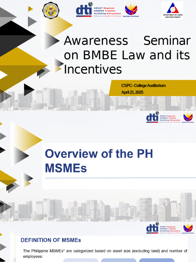 Bmbe Law and Its Incentives and Benefits | PDF