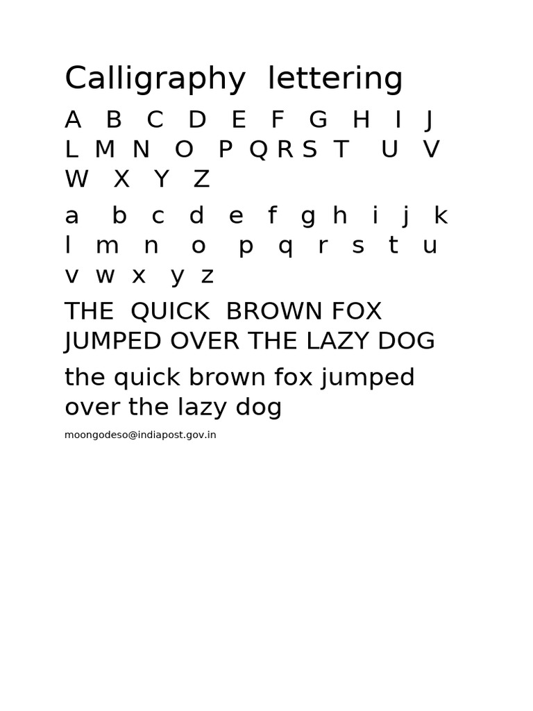 Calligraphy Alphabet Practice Guide | PDF