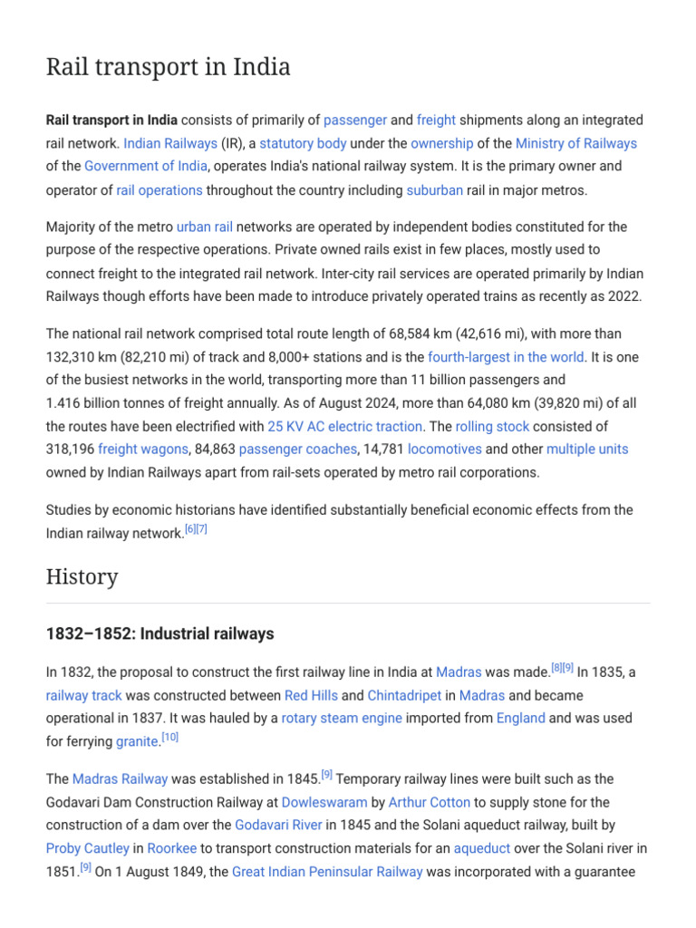 Rail Transport in India - Wikipedia | PDF | Rail Transport | Public ...