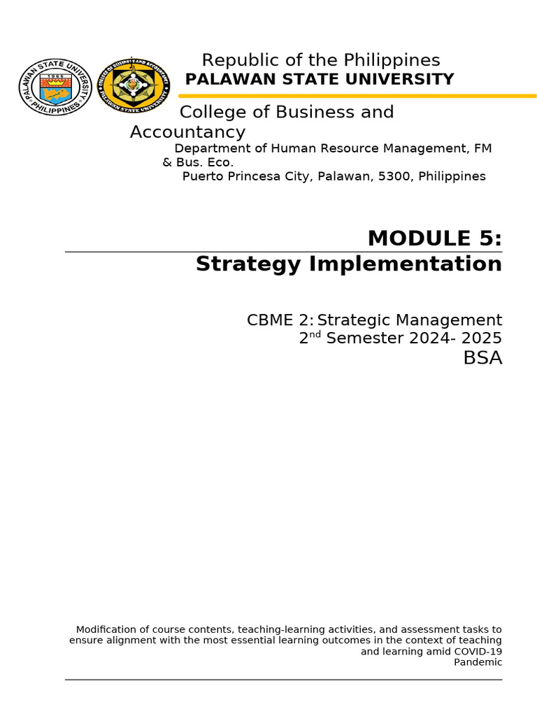 Strategy Implementation in Management Module | PDF | Strategic ...