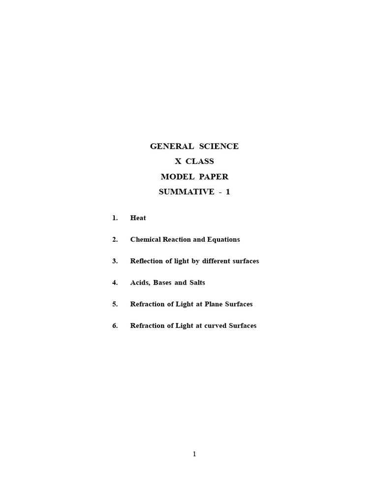 X Class General Science Model Paper SA-1 | PDF | Chemical Bond | Chemistry