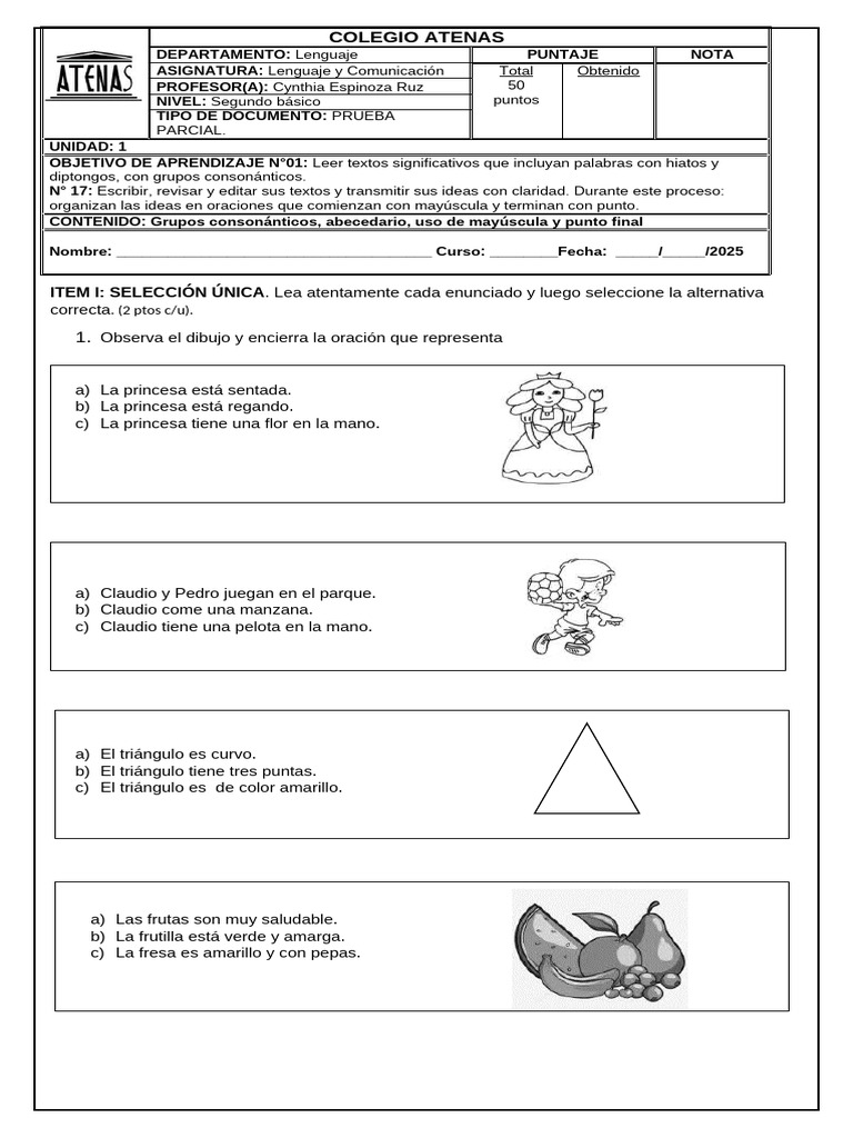 Prueba de Lenguaje Segundo Básico | PDF | Lingüística