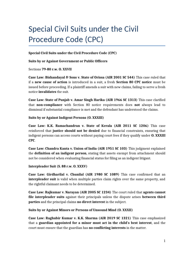 Special Civil Suits Under CPC Explained | PDF | Lawsuit | Public Law