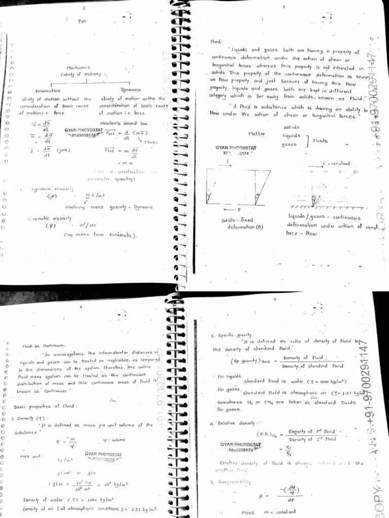 Fluid Mechanics Notes PDF Download | PDF