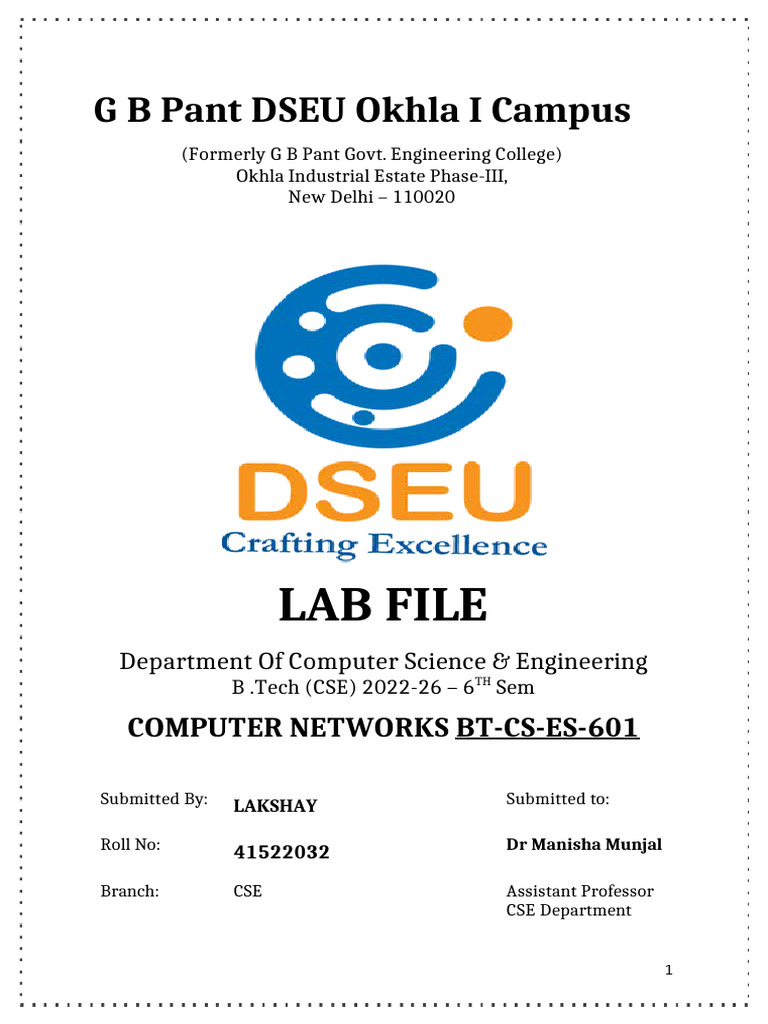 Computer Networks Lab File - B.Tech CSE | PDF | Computer Network | File ...