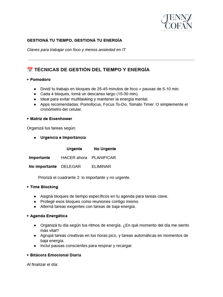 Guía Gestión Del Tiempo | PDF