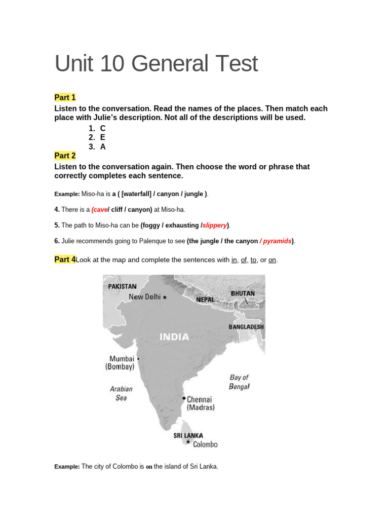 Unit 10 General Test Overview | PDF