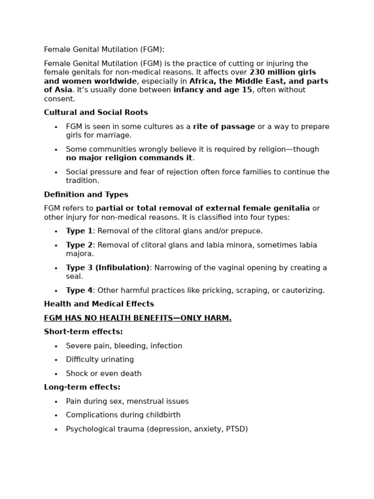 Understanding Female Genital Mutilation | PDF | Female Genital ...