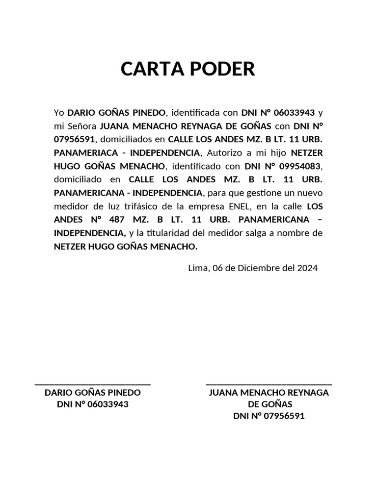 Carta Poder 3 | PDF