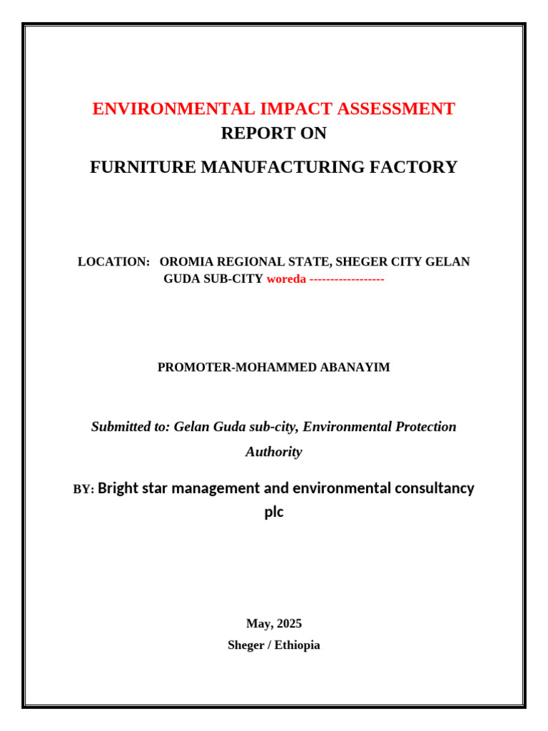 EIA Report for Sheger City Factory | PDF | Environmental Impact ...