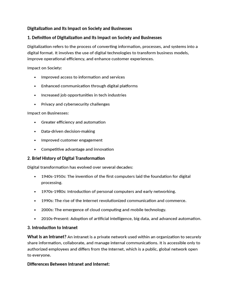 Digitalization and Its Impact on Society and Businesses | PDF ...
