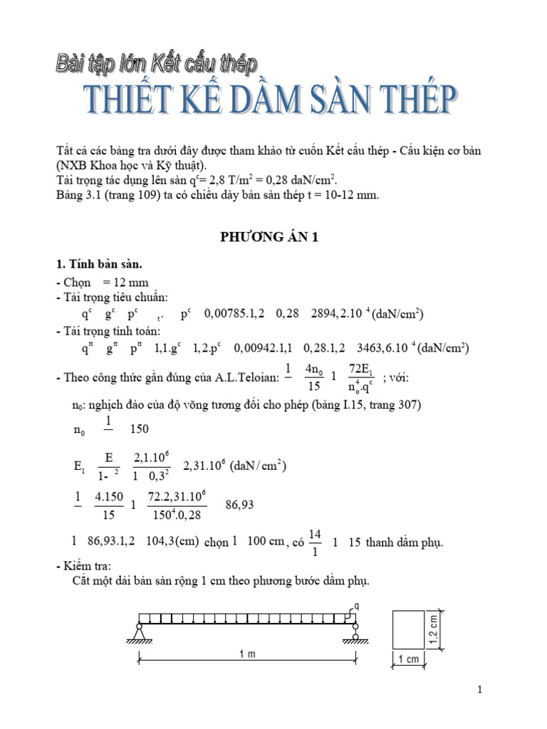 123doc Bai Tap Lon Ket Cau Thep Thiet Ke He Dam San Thep | PDF