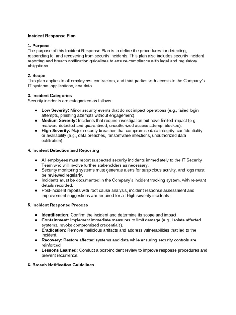 Incident Response Plan | PDF | Computer Security | Security
