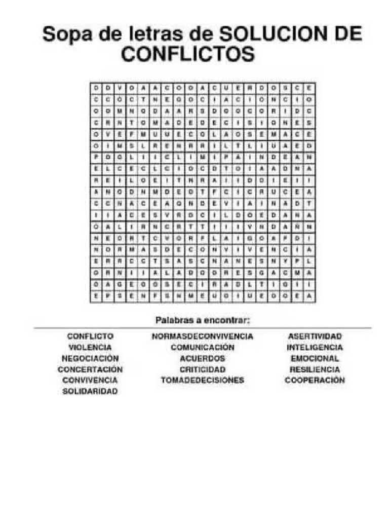 Sopa de Letras Conflicto | PDF