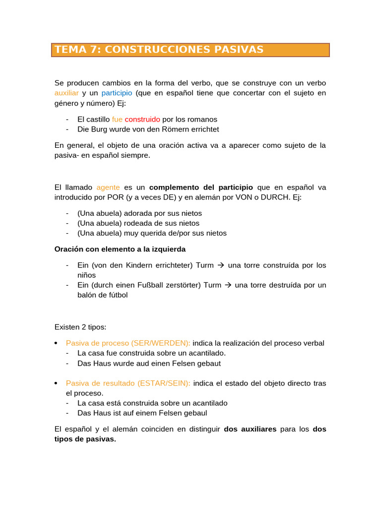 Apuntes EPD VOZ PASIVA | PDF | Verbo | Objeto (gramática)