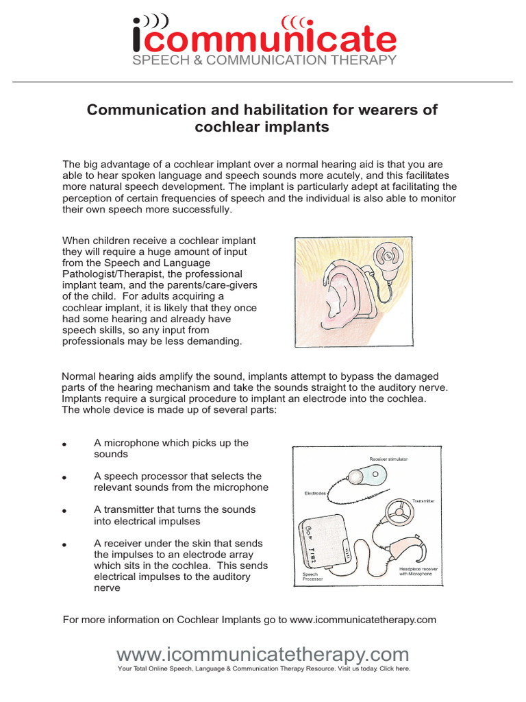 Cochlear Implant Communication Guide | PDF | Speech | Hearing Loss